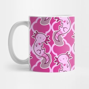 Axolotl Pink Quatrefoil Pattern Mug